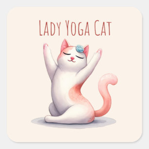 Kat Yoga Pose - Dame Yoga Kat Vierkante Sticker