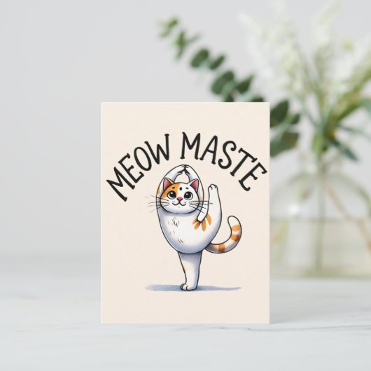 Kat Yoga Pose - Meow Maste Briefkaart (Staand voorkant)