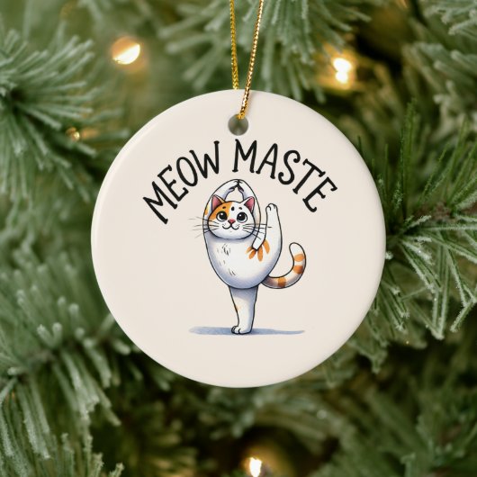 Kat Yoga Pose - Meow Maste Keramisch Ornament (Boom)