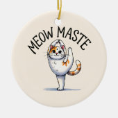 Kat Yoga Pose - Meow Maste Keramisch Ornament (Voorkant)