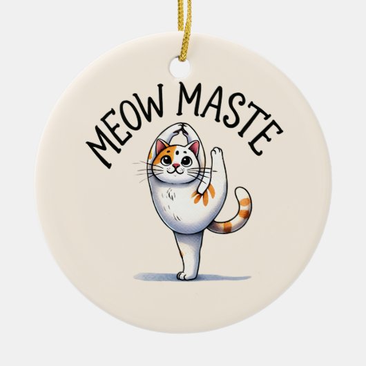 Kat Yoga Pose - Meow Maste Keramisch Ornament (Voorkant)
