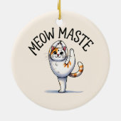 Kat Yoga Pose - Meow Maste Keramisch Ornament (Achterkant)