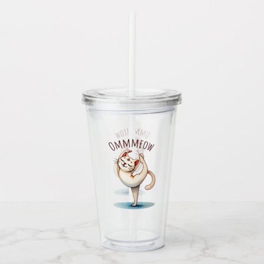 Kat Yoga Pose - Miauw Acryl Drinkbeker (Voorkant)