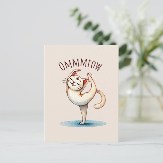 Kat Yoga Pose - Miauw Briefkaart (Staand voorkant)