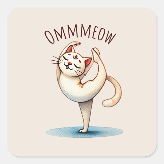 Kat Yoga Pose - Miauw Vierkante Sticker (Voorkant)