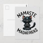 Kat Yoga Pose - Namaste Madafakas Briefkaart (Voorkant / Achterkant)