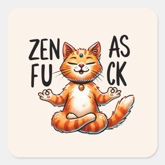 Kat Yoga Pose - Zen Vierkante Sticker (Voorkant)