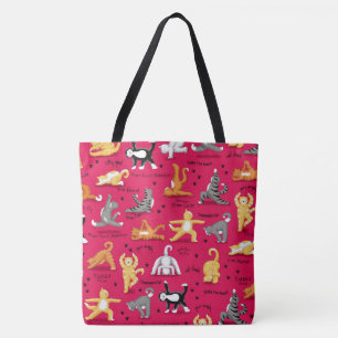 Kat Yoga Poses Red Yellow Tote Bag