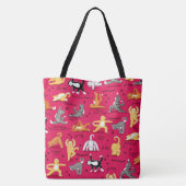 Kat Yoga Poses Red Yellow Tote Bag (Achterkant)