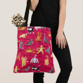 Kat Yoga Poses Red Yellow Tote Bag (Dichtbij)