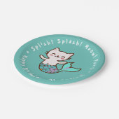 Kat Zeemeermin Blauw Meisje Verjaardag Zeemeermin  Papieren Bordje (Gekanteld)