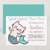 Kat Zeemeermin Meisje Verjaardag Meeuwmeisje Purma Kaart (Voorkant / Achterkant)