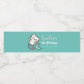 Kat Zeemeermin Onder Het Zee Schattige Meisje Verj Waterfles Etiket (Enkel label)