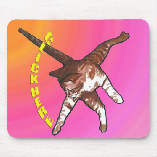 Kat zegt: klik hier! Roze Muismat (Voorkant)