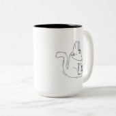 Kat zegt: "Koffie maakt dat ik me minder moorddadi Tweekleurige Koffiemok (Voorkant rechts)