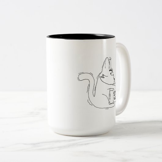 Kat zegt: "Koffie maakt dat ik me minder moorddadi Tweekleurige Koffiemok (Voorkant rechts)