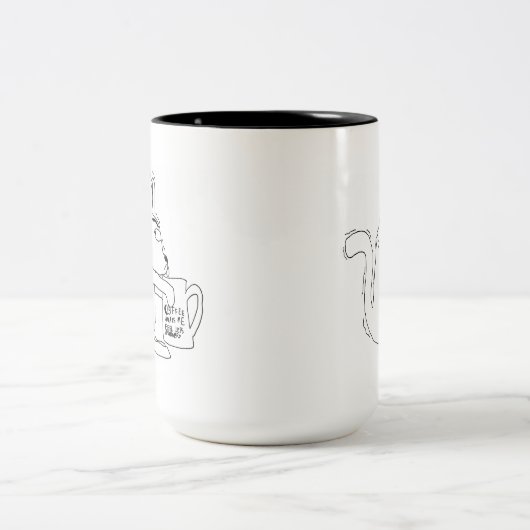 Kat zegt: "Koffie maakt dat ik me minder moorddadi Tweekleurige Koffiemok (Center)