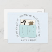 Kat Zesde dag 6 Kerstmis met ganzen-A-lade Briefkaart (Voorkant / Achterkant)