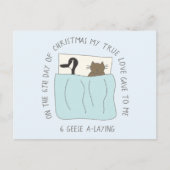 Kat Zesde dag 6 Kerstmis met ganzen-A-lade Briefkaart (Voorkant)