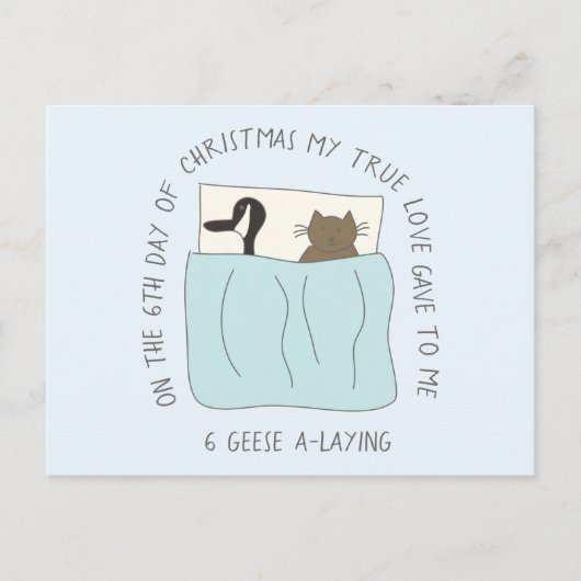 Kat Zesde dag 6 Kerstmis met ganzen-A-lade Briefkaart (Voorkant)