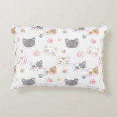 Kat ziet een glimlachend kattenpatroon accent kussen (Achterkant)