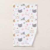 Kat ziet een glimlachend kattenpatroon bad handdoek (Handdoek)