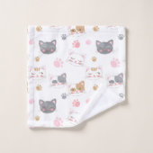 Kat ziet een glimlachend kattenpatroon bad handdoek (Wasdoekje)