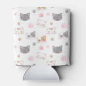 Kat ziet een glimlachend kattenpatroon blikjeskoeler (Achterkant)