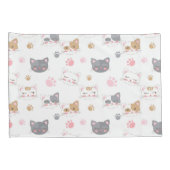 Kat ziet een glimlachend kattenpatroon kussensloop (Achterkant-Rechts)