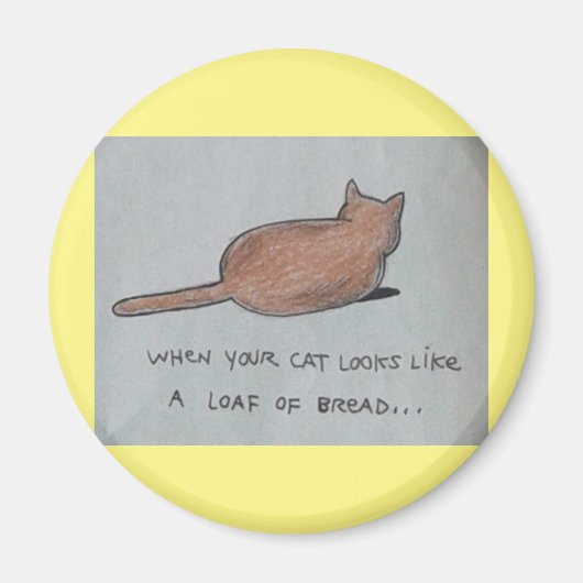 Kat ziet er uit als een broodje brood met schattig magneet (Voorkant)
