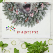 Kat zingt "Twaalf kerstdagen" Theedoek (Gevouwen)