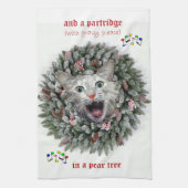 Kat zingt "Twaalf kerstdagen" Theedoek (Verticaal)