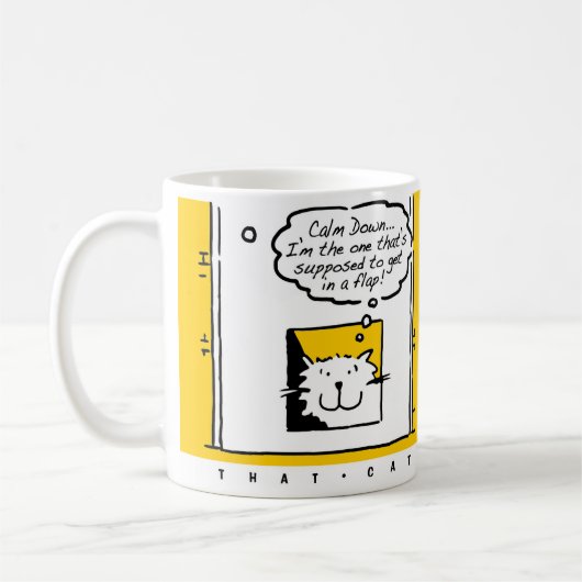 Kat zit in een soort flap! Fun Cat Lover Koffiemok (Links)