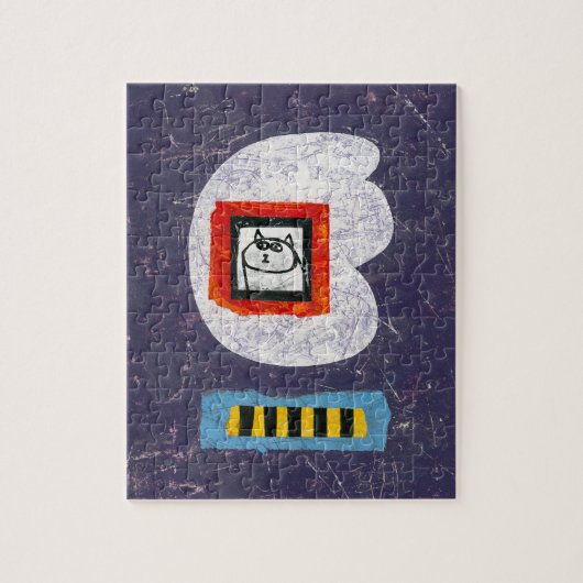 Kat zit voor jaarboek foto puzzel (Verticaal)