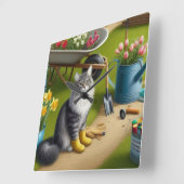 Kat Zitten In Tuin / Tuinliefhebber Vierkante Klok (Hoek)