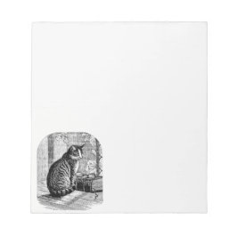 Kat Zittend door Venster met Boek Notitieblok