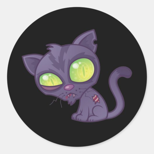 Kat Zombie Ronde Sticker (Voorkant)