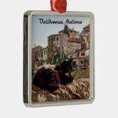 Kat zonnebaden aan de muur - Valldemossa, Mallorca Metalen Ornament (Rechts)