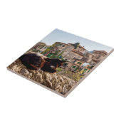 Kat zonnebaden aan de muur - Valldemossa, Mallorca Tegeltje (Zijkant)