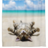 Kat Zonnebaden in het strand Douchegordijn (Voorkant)