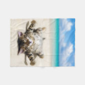 Kat Zonnebaden in het strand Fleece Deken (Voorkant (Horizontaal))
