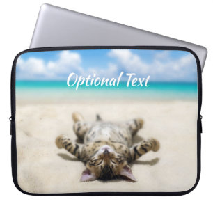 Kat Zonnebaden in het strand Laptop Sleeve