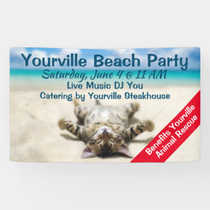 Kat Zonnebaden in het strand Spandoek