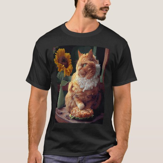 Kat Zonnebloem Gebakken Kip T-shirt (Voorkant)
