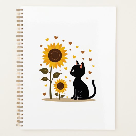Kat Zonnebloem Kerstboom Zon Bloem Kat Liefhebber Planner (Voorkant)