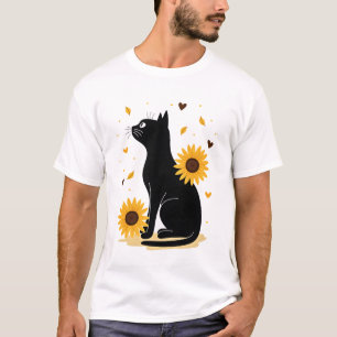 Kat Zonnebloem Kerstboom Zon Bloem Kat Liefhebber T-shirt