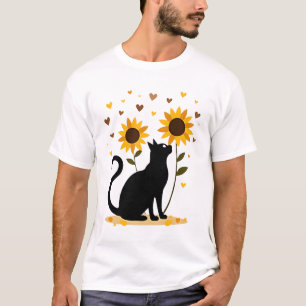 Kat Zonnebloem Kerstboom Zon Bloem Kat Liefhebber  T-shirt
