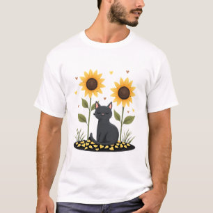 Kat Zonnebloem Kerstboom Zon Bloem Kat Liefhebber T-shirt