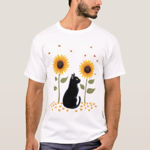 Kat Zonnebloem Kerstboom Zon Bloem Kat Liefhebber T-shirt