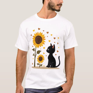 Kat Zonnebloem Kerstboom Zon Bloem Kat Liefhebber  T-shirt